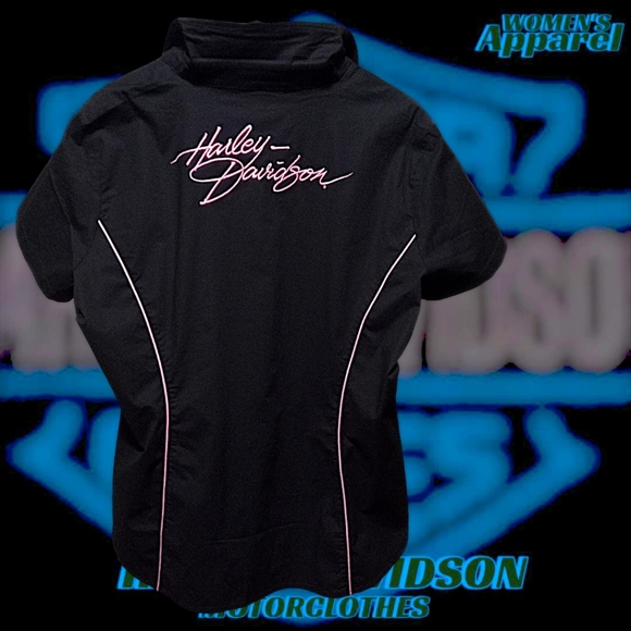 New-Vintage Harley-Davidson Pink Label Zip Front Woven Shirt | Women's 2XL - Picture 11 of 16